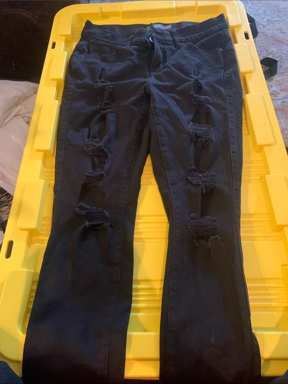 torrid Black Distressed Flare Jeans